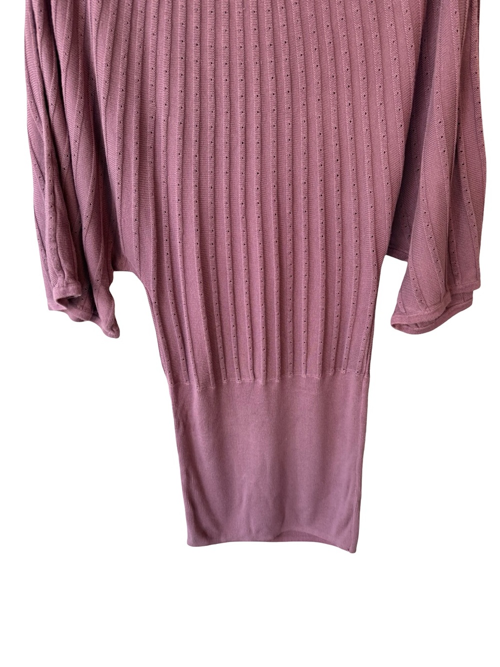 H&M Dusty Mauve Ribbed Scoop-Neck Sweater Dress Tunic Size XS Y2K Cottagecore - Picture 11 of 11